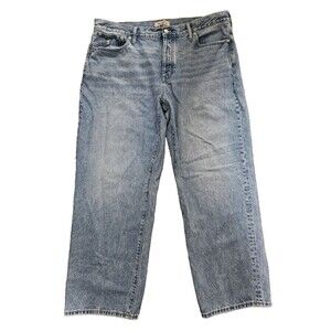 Madewell Jeans Womens Size 33 Low-Slung Straight Baggy Button Fly Blue Slouchy